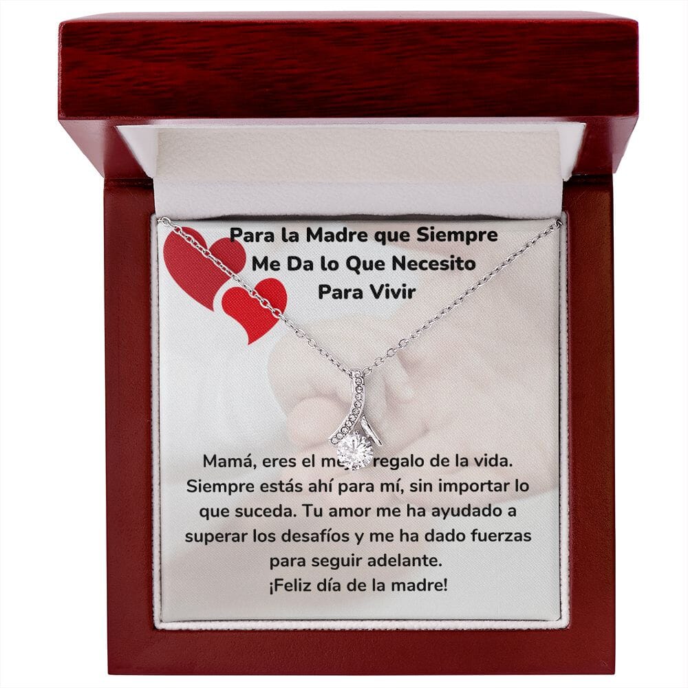 Para la Madre que Siempre Me Da lo Que Necesito Para Vivir Collar Belleza Seductora (Alluring Beauty) Para Mamá Jewelry/AlluringBeauty Acabado en oro blanco de 14 k Luxury Box 