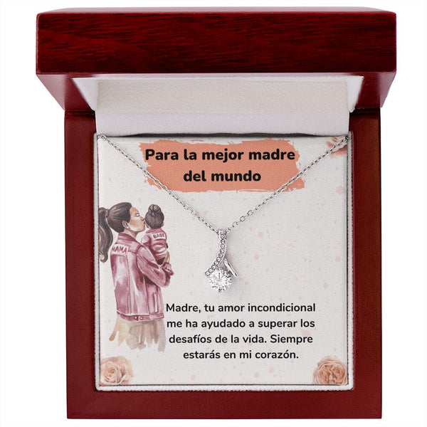 Para la mejor madre del mundo - Collar Alluring Beauty - Día de las Madres Jewelry ShineOn Fulfillment Acabado en oro blanco de 14 k Luxury Box 