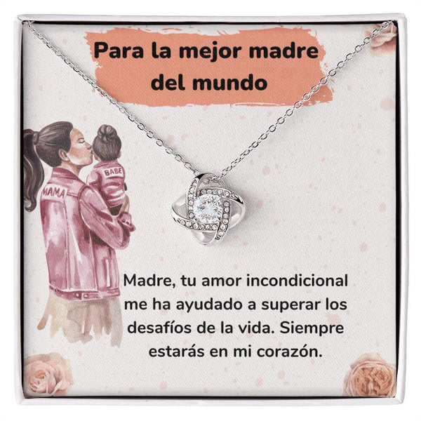 Para la mejor madre del mundo - Collar Love Knot - Nudo de amor Jewelry ShineOn Fulfillment Acabado en oro blanco de 14 k Standard Box 