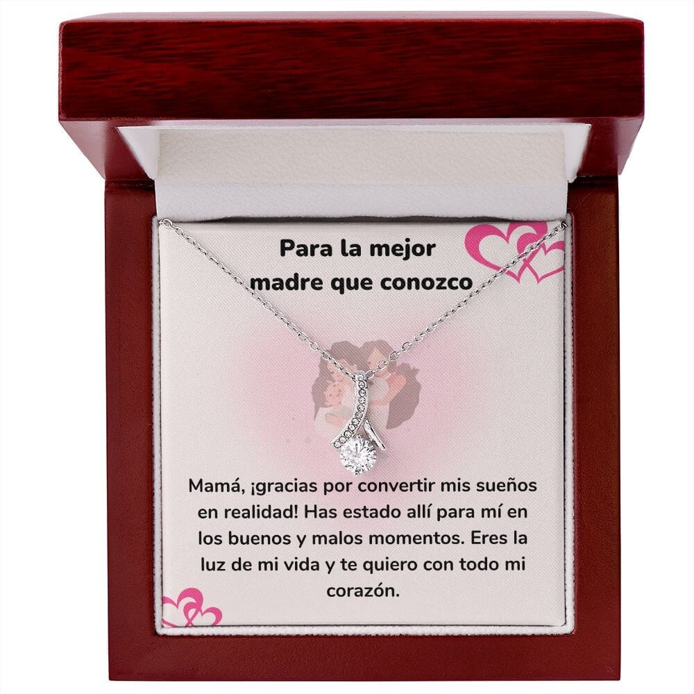 Para la mejor madre que conozco - Collar Alluring Beauty - Día de las Madres Jewelry/AlluringBeauty Acabado en oro blanco de 14 k Luxury Box 