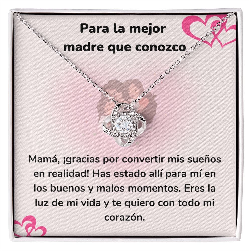 Para la mejor madre que conozco - Collar Love Knot - Nudo de amor Jewelry ShineOn Fulfillment Acabado en oro blanco de 14 k Standard Box 