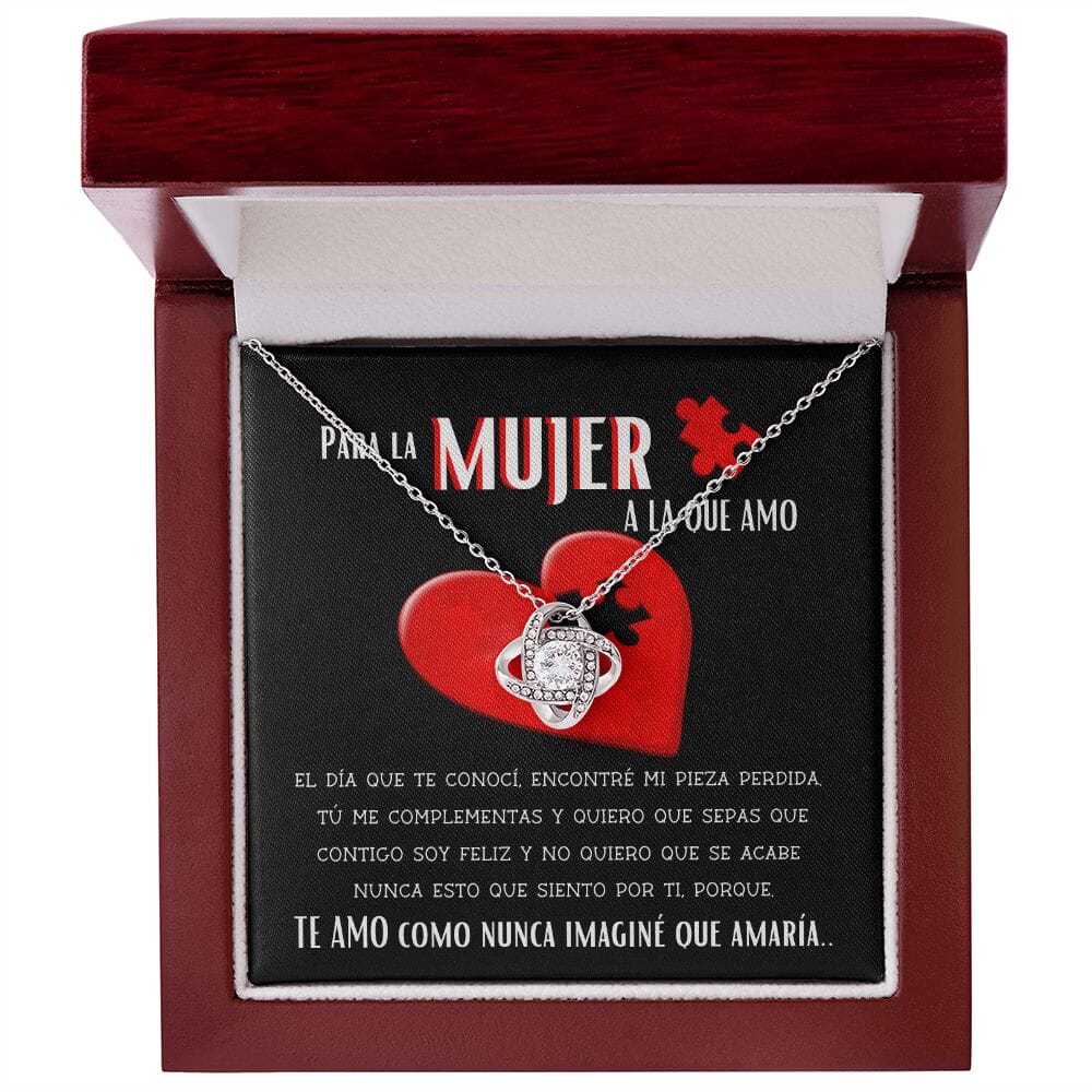 Para la Mujer a la que Amo - Collar Nudo de Amor Jewelry/LoveKnot Caja de Madera de lujo con luz LED Mahogany 