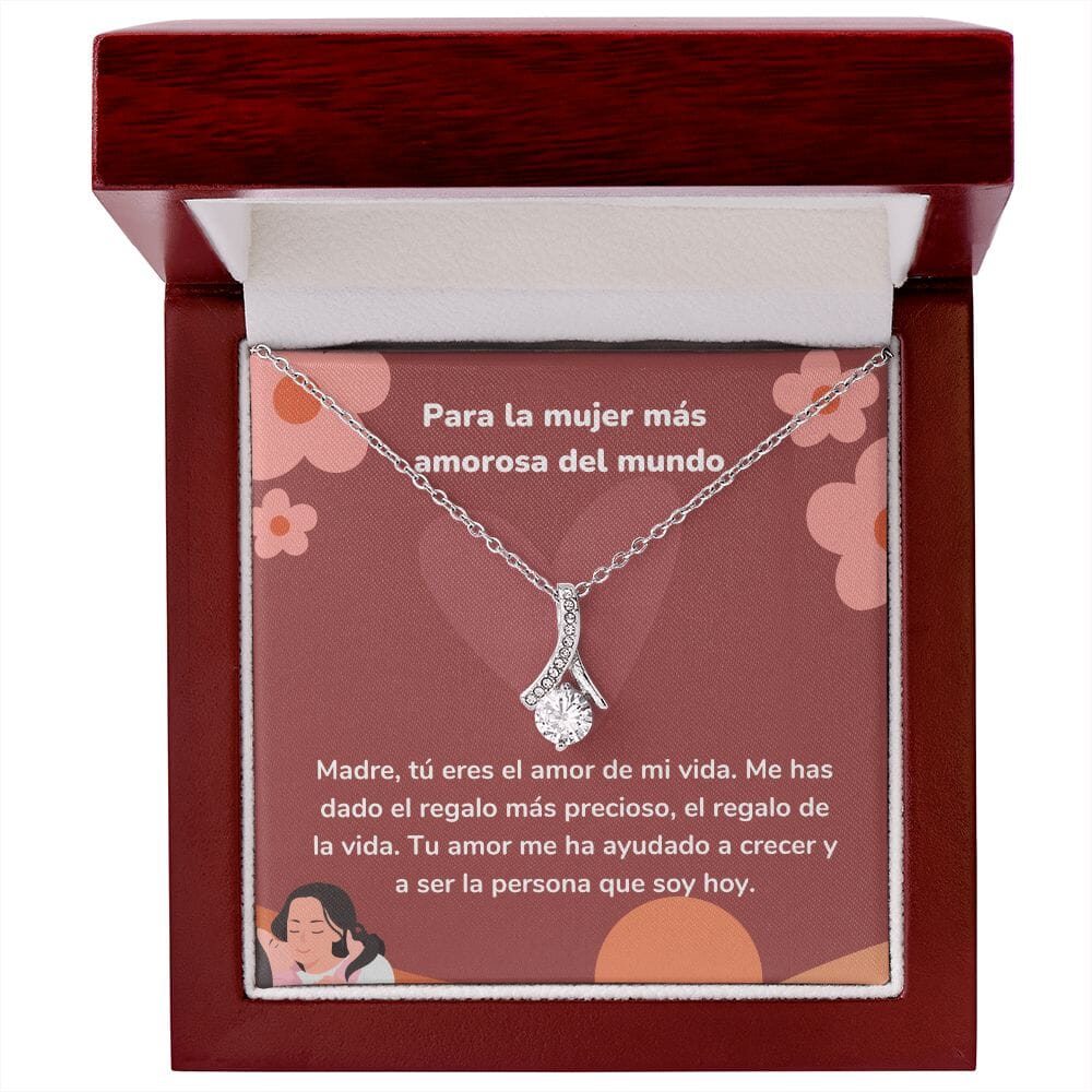 Para la mujer más amorosa del mundo - Collar Alluring Beauty - Día de las Madres Jewelry ShineOn Fulfillment Acabado en oro blanco de 14 k Luxury Box 