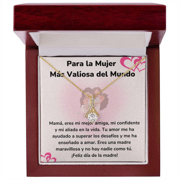 Para la Mujer Más Valiosa del Mundo Collar Belleza Seductora (Alluring Beauty) Para Mamá Jewelry/AlluringBeauty Acabado en Oro Amarillo de 18 quilates Luxury Box 