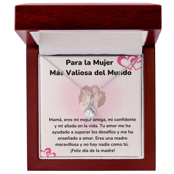 Para la Mujer Más Valiosa del Mundo Collar Belleza Seductora (Alluring Beauty) Para Mamá Jewelry/AlluringBeauty Acabado en oro blanco de 14 k Luxury Box 