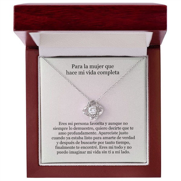 Para La Mujer Que hace mi vida Completa - Collar Nudo de amor- Love knot necklace Jewelry ShineOn Fulfillment Acabado en oro blanco de 14 k Luxury Box 