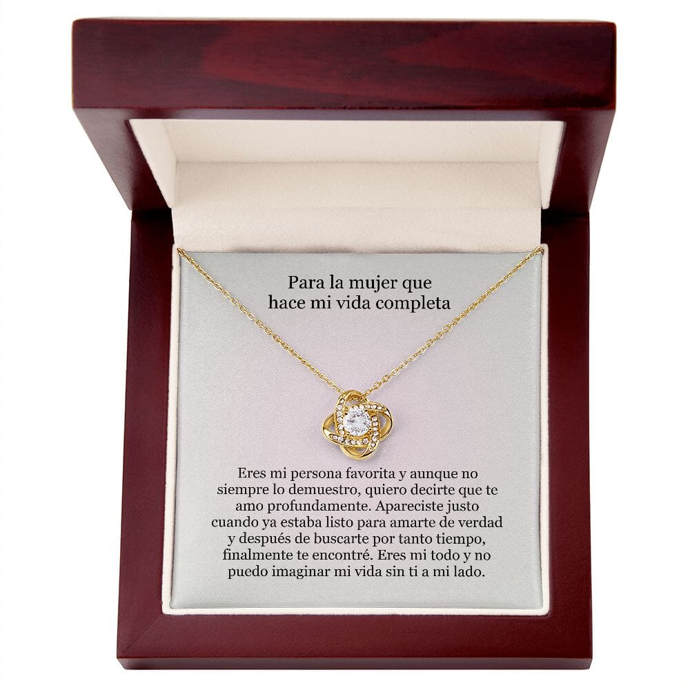 Para La Mujer Que hace mi vida Completa - Collar Nudo de amor- Love knot necklace Jewelry ShineOn Fulfillment <p>Acabado en Oro Amarillo de 18 quilates.</p> Luxury Box 