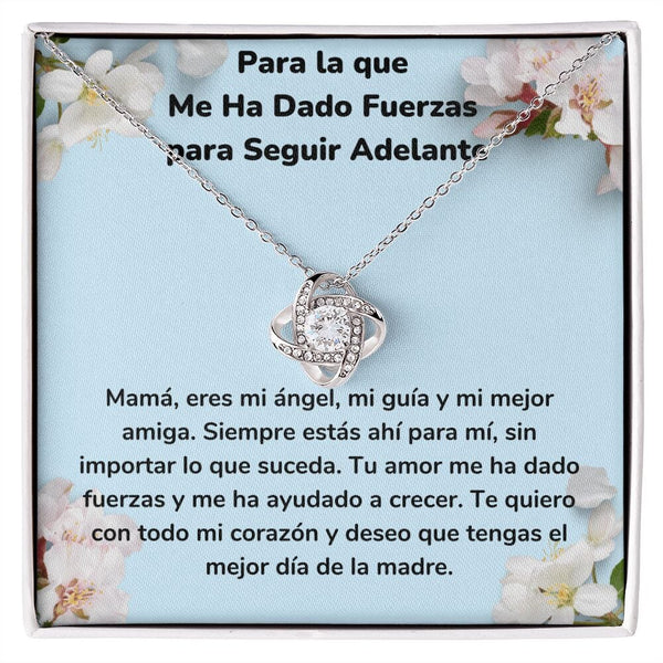 Para la que Me Ha Dado Fuerzas para Seguir Adelante - Collar Para Mamá Nudo de Amor (LoveKnot) Jewelry/LoveKnot Acabado en oro blanco de 14 k Cajita Estándar (GRATIS) 