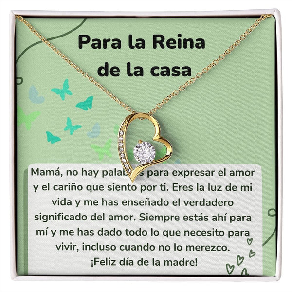 Para la Reina de la casa - Collar para Mamá (Amor Por Siempre) forever love Jewelry/ForeverLove Acabado en Oro Amarillo de 18 quilates Cajita Estándar (GRATIS) 