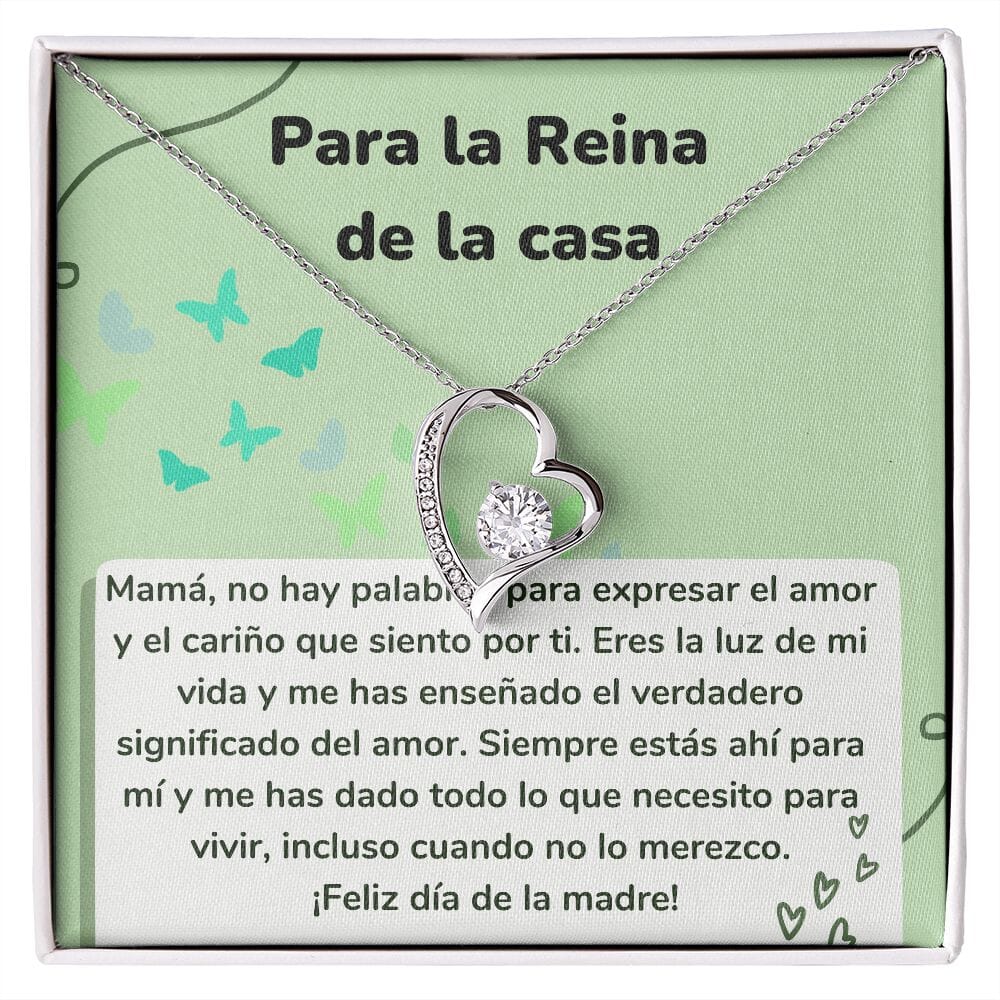 Para la Reina de la casa - Collar para Mamá (Amor Por Siempre) forever love Jewelry/ForeverLove Acabado en oro blanco de 14 k Cajita Estándar (GRATIS) 