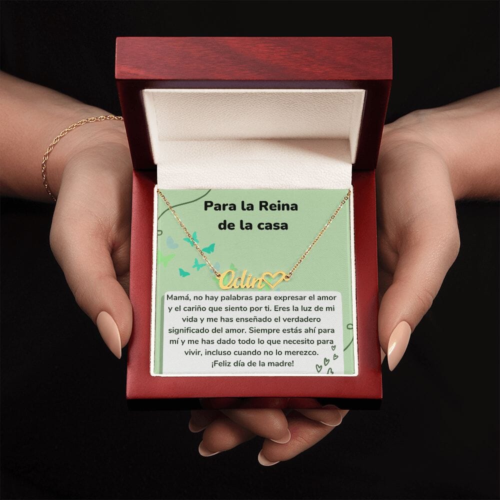 Para la Reina de la casa - Collar Personalizado Con Nombre Corazón - Mamá Jewelry/NameNecklaceHeart <p>Acabado en Oro Amarillo de 18 quilates</p> Luxury Box 