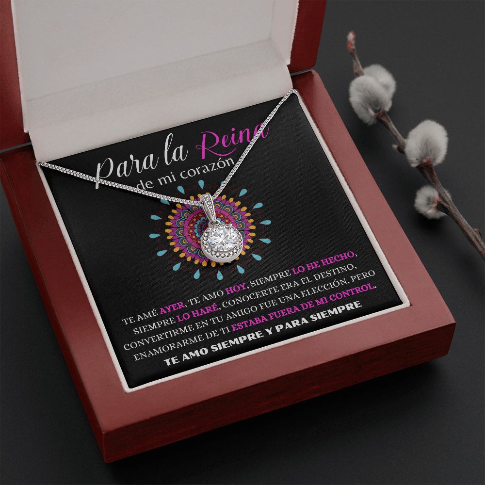 Para la Reina de mi corazón - Collar Esperanza Eterna Jewelry ShineOn Fulfillment Caja de Regalo de Lujo con Luz LED - Mahogany 