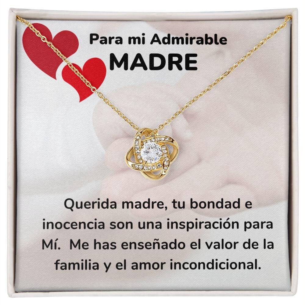 Para mi Admirable Madre- Collar Para Mamá Nudo de Amor (LoveKnot) Jewelry/LoveKnot Acabado en Oro Amarillo de 18 quilates Standard Box 