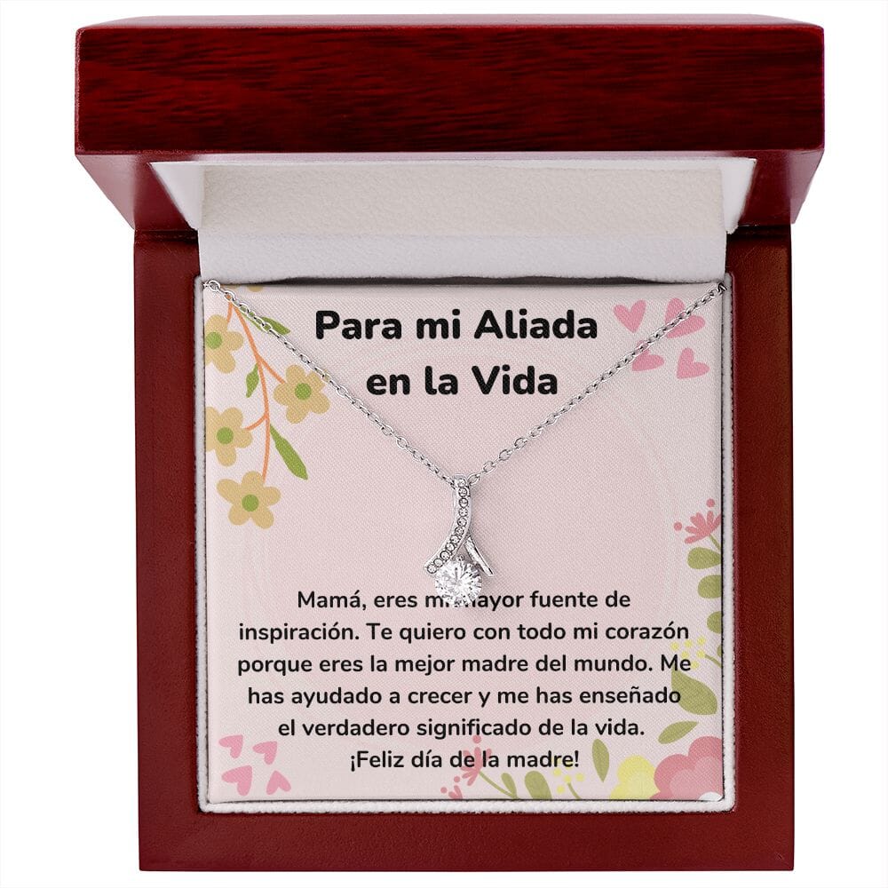 Para mi Aliada en la Vida Collar Belleza Seductora (Alluring Beauty) Para Mamá Jewelry/AlluringBeauty Acabado en oro blanco de 14 k Luxury Box 
