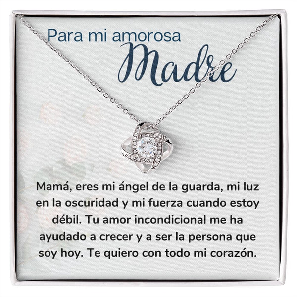 Para mi amorosa Madre - Collar Love Knot Nudo de amor - Para Mamá Jewelry/LoveKnot Acabado en oro blanco de 14 k Standard Box 