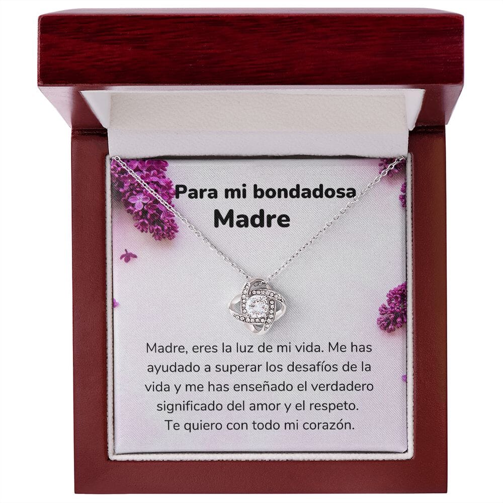 Para mi Bondadosa Madre - Collar Love Knot Nudo de amor - Para Mamá Jewelry/LoveKnot Acabado en oro blanco de 14 k Luxury Box 