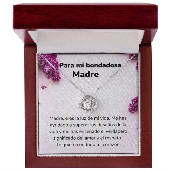 Para mi Bondadosa Madre - Collar Love Knot Nudo de amor - Para Mamá Jewelry/LoveKnot Acabado en oro blanco de 14 k Luxury Box 