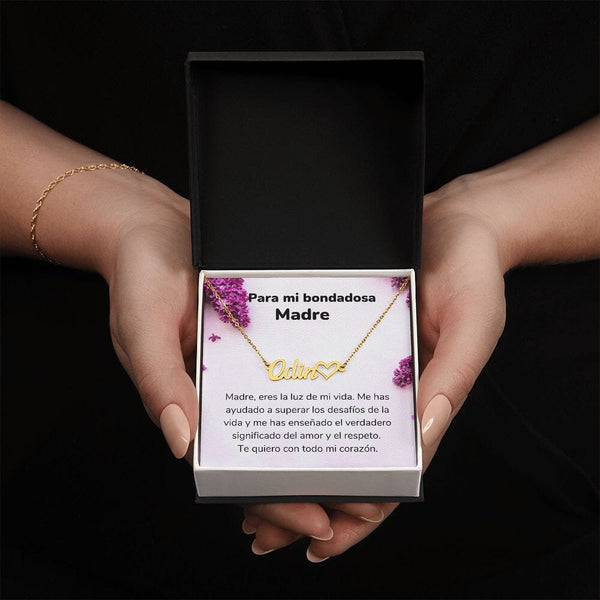 Para mi Bondadosa Madre Collar Personalizado Con Nombre Corazón - Mamá Jewelry/NameNecklaceHeart Acabado en Oro Amarillo de 18 quilates Standard Box 