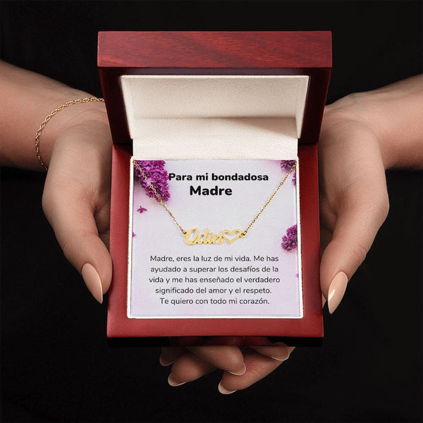 Para mi Bondadosa Madre Collar Personalizado Con Nombre Corazón - Mamá Jewelry/NameNecklaceHeart Acabado en Oro Amarillo de 18 quilates Luxury Box 