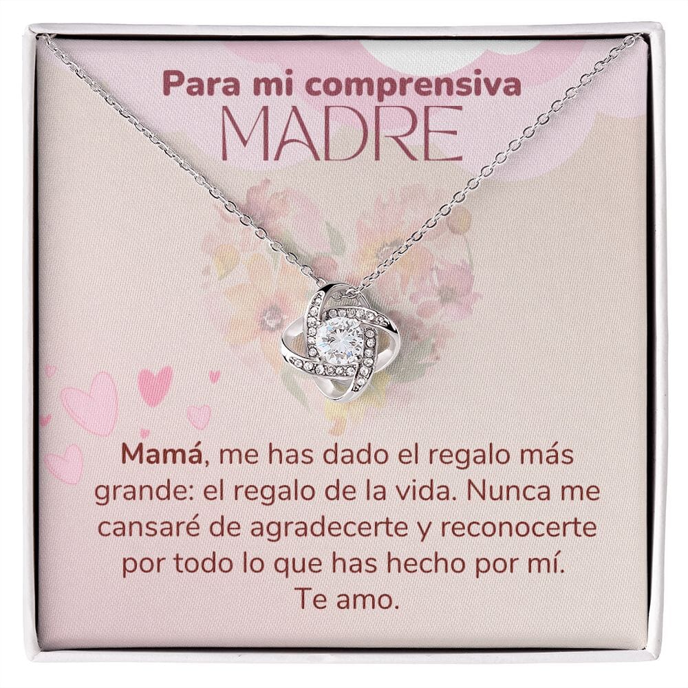 Para mi Comprensiva Madre -Collar para Mamá (Nudo de Amor) Love Knot Jewelry/LoveKnot Acabado en oro blanco de 14 k Cajita estándar (GRATIS) 