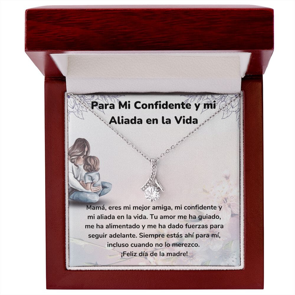 Para Mi Confidente y mi Aliada en la Vida Collar Belleza Seductora (Alluring Beauty) Para Mamá Jewelry ShineOn Fulfillment Acabado en oro blanco de 14 k Luxury Box 