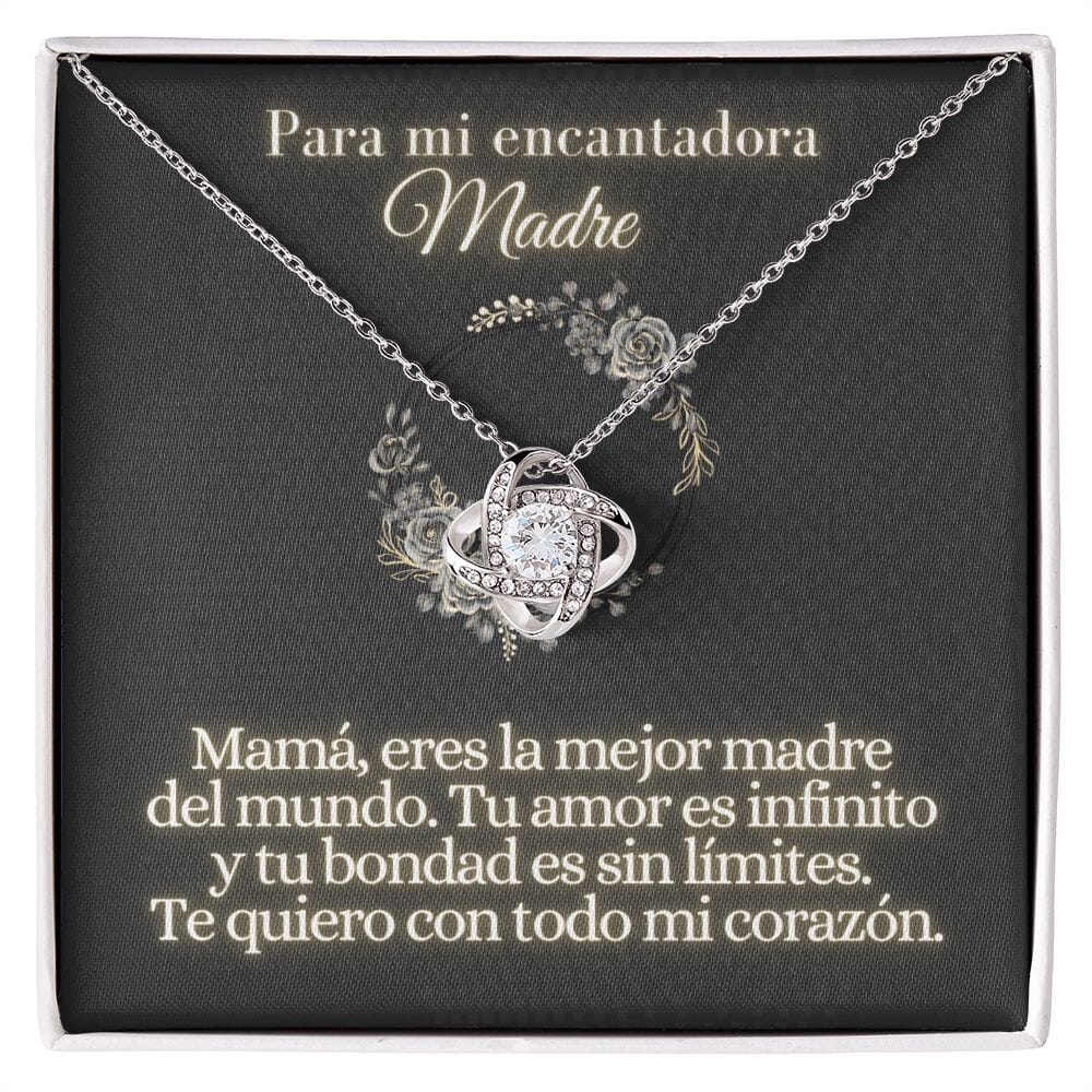 Para mi Encantadora Madre - Collar Love Knot Nudo de amor - Para Mamá Jewelry/LoveKnot Acabado en oro blanco de 14 k Standard Box 
