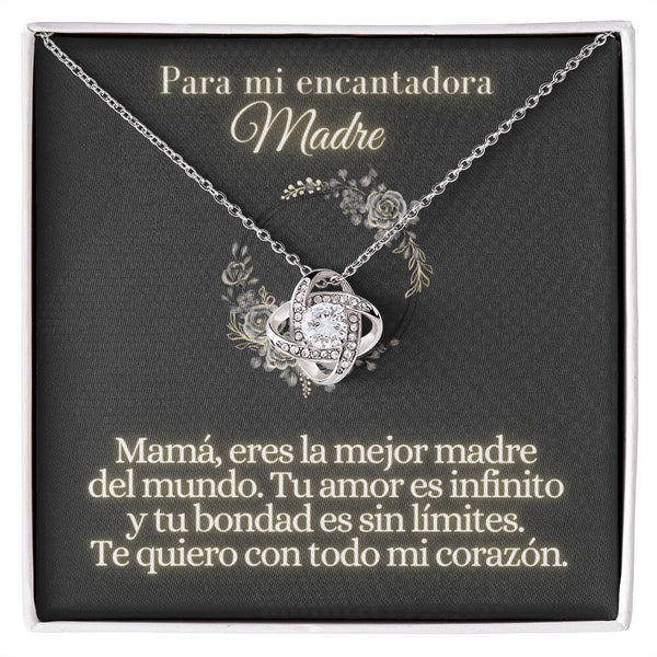Para mi Encantadora Madre - Collar Love Knot Nudo de amor - Para Mamá Jewelry/LoveKnot Acabado en oro blanco de 14 k Standard Box 