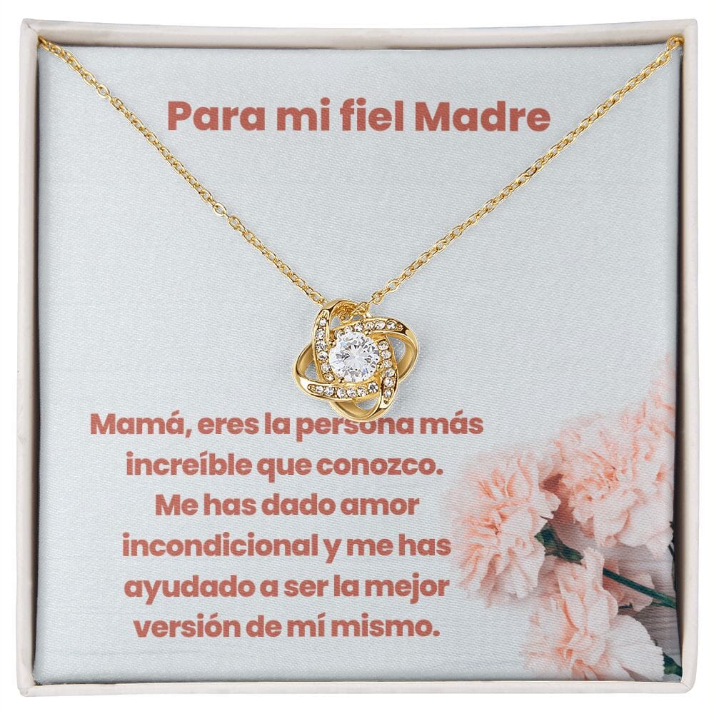 Para mi Fiel Madre - Nudo de Amor Collar Para Mamá Jewelry/LoveKnot Acabado en Oro Amarillo de 18 quilates. Standard Box 
