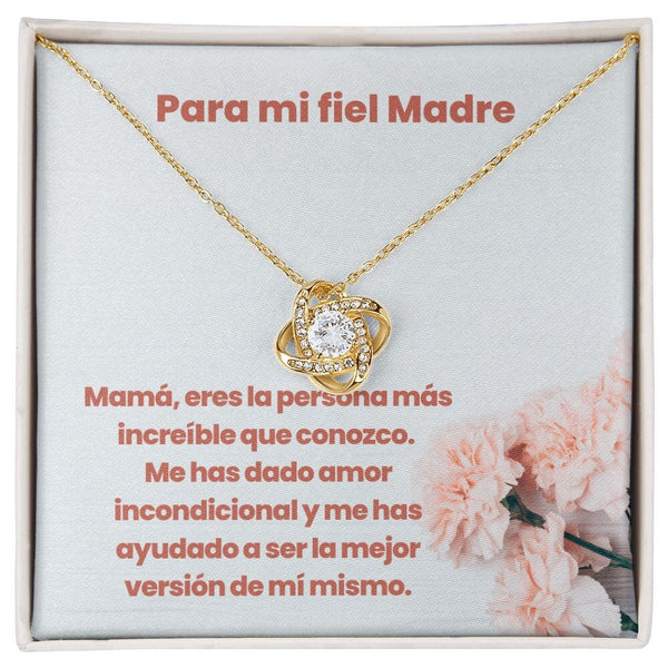 Para mi Fiel Madre - Nudo de Amor Collar Para Mamá Jewelry/LoveKnot Acabado en Oro Amarillo de 18 quilates. Standard Box 