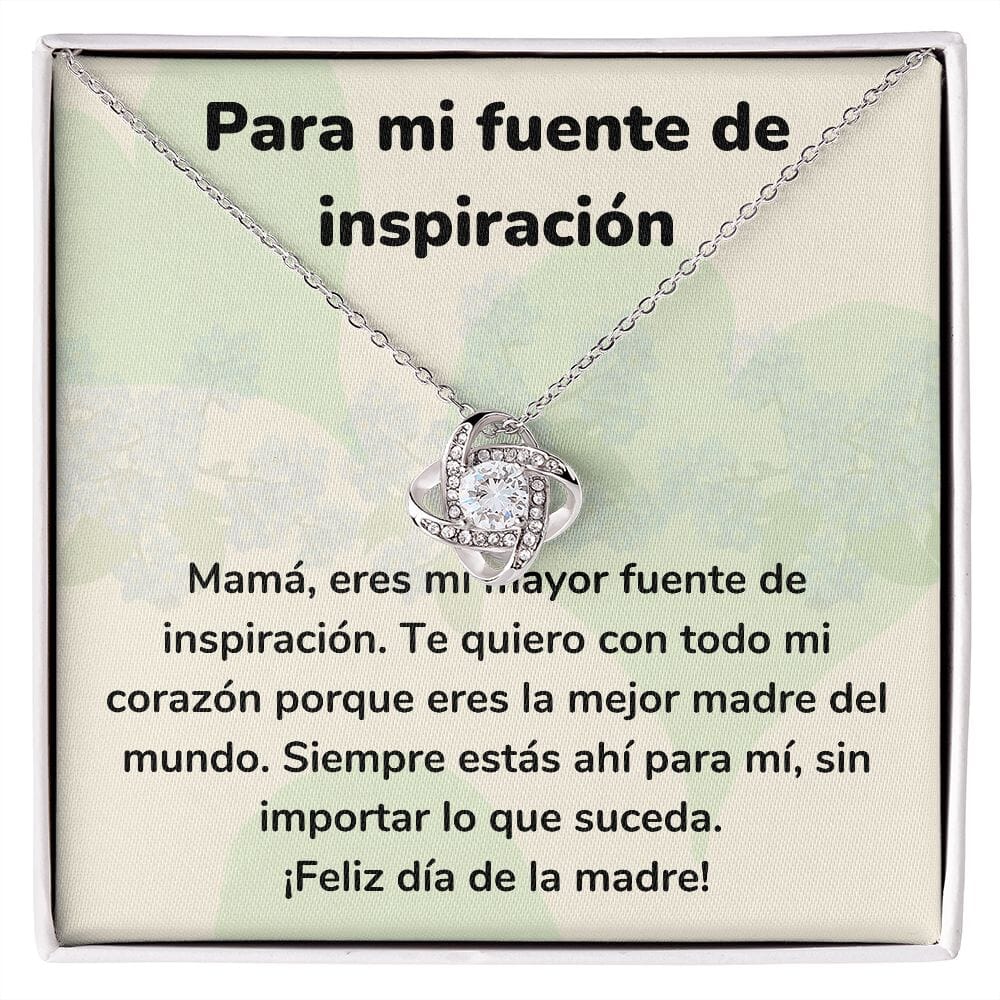 Para mi fuente de inspiración - Collar para Mamá (Nudo de Amor) Love Knot Jewelry/LoveKnot Acabado en oro blanco de 14 k Cajita Estándar (GRATIS) 