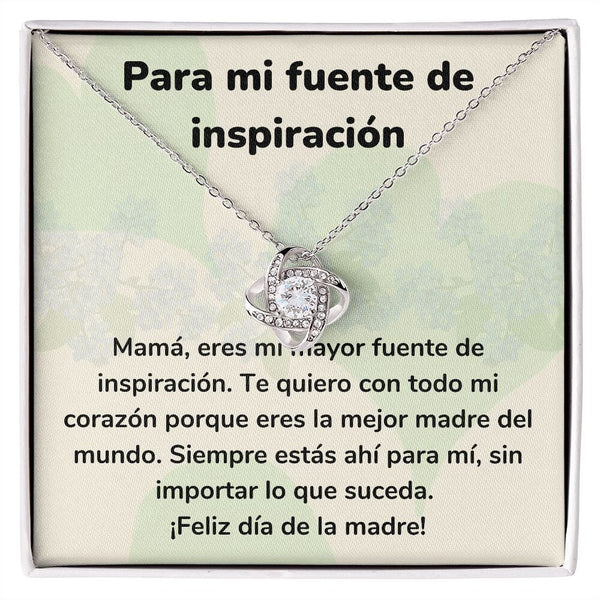 Para mi fuente de inspiración - Collar para Mamá (Nudo de Amor) Love Knot Jewelry/LoveKnot Acabado en oro blanco de 14 k Cajita Estándar (GRATIS) 