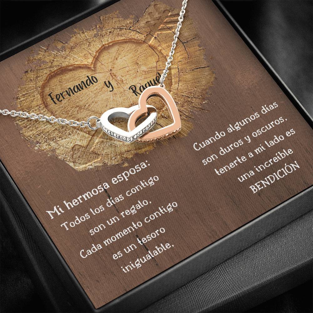 Para mi hermosa esposa- Collar 2 corazones. Personaliza la tarjeta y escoge la caja para el collar. Jewelry Caja Estándar de Regalo 
