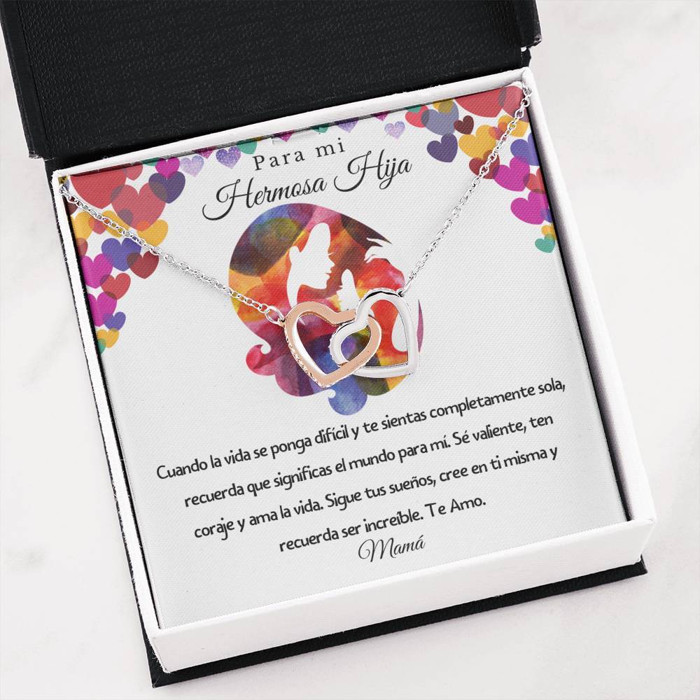 Para mi hermosa hija: Cuando la vida se ponga difícil y te sientas completamente sol… - Collar de Dos Corazones Jewelry 