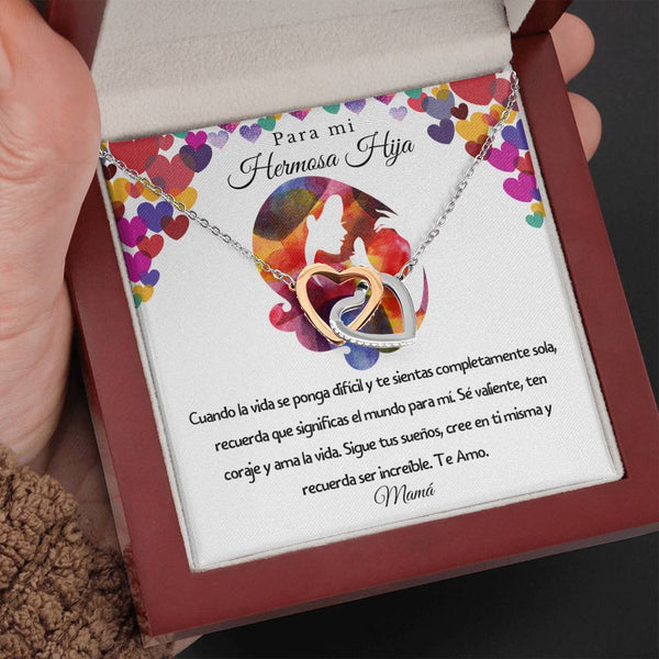 Para mi hermosa hija: Cuando la vida se ponga difícil y te sientas completamente sol… - Collar de Dos Corazones Jewelry 
