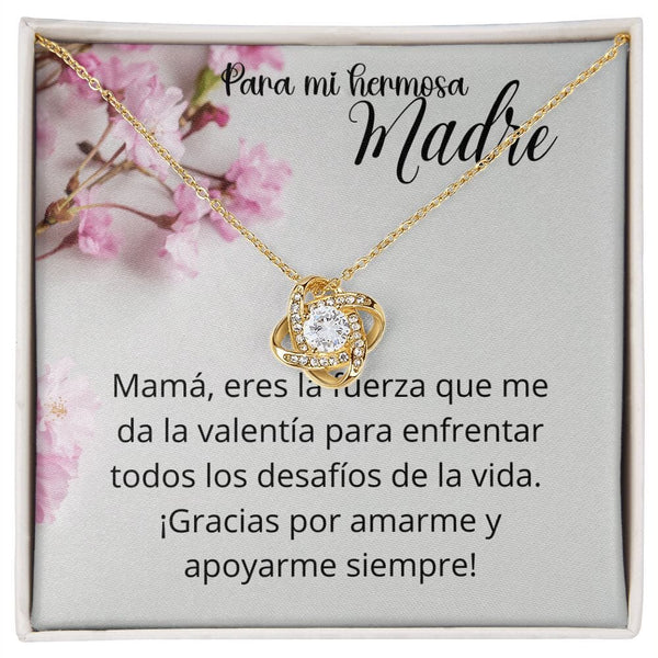 Para mi Hermosa Madre - Collar Para Mamá Nudo de Amor (LoveKnot) Jewelry/LoveKnot Acabado en Oro Amarillo de 18 quilates Cajita Estándar (GRATIS) 