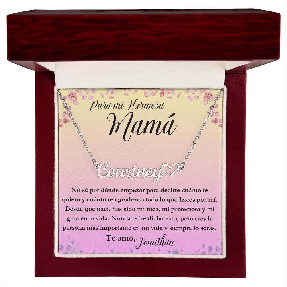 Para mi hermosa Mamá: No sé por dónde empezar para - Collar Personalizado Con Nombre Corazón - Mamá Jewelry/NameNecklace 