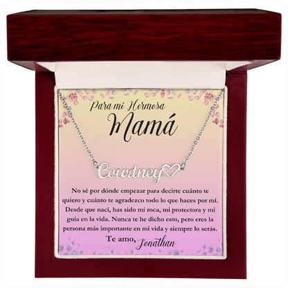 Para mi hermosa Mamá: No sé por dónde empezar para - Collar Personalizado Con Nombre Corazón - Mamá Jewelry/NameNecklace 