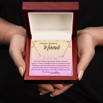 Para mi hermosa Mamá: No sé por dónde empezar para - Collar Personalizado Con Nombre Corazón - Mamá Jewelry/NameNecklace Acero inoxidable pulido Luxury Box 