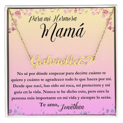 Para mi hermosa Mamá: No sé por dónde empezar para - Collar Personalizado Con Nombre Corazón - Mamá Jewelry/NameNecklace <p>Acabado en Oro Amarillo de 18 quilates</p> Standard Box 