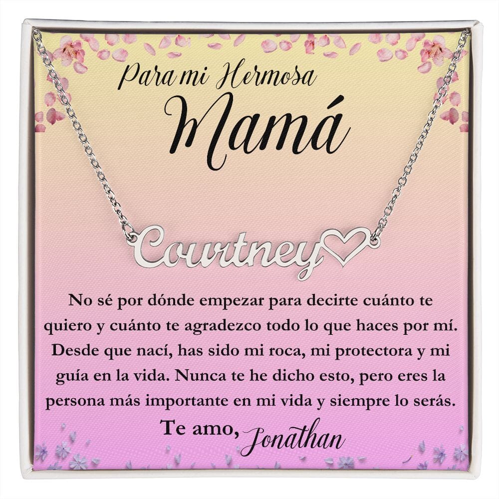 Para mi hermosa Mamá: No sé por dónde empezar para - Collar Personalizado Con Nombre Corazón - Mamá Jewelry/NameNecklace Acero inoxidable pulido Standard Box 