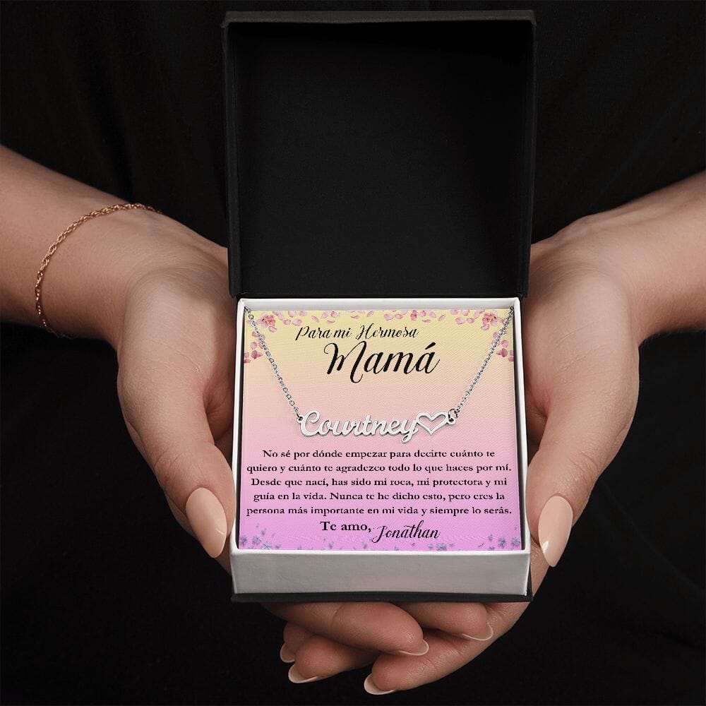 Para mi hermosa Mamá: No sé por dónde empezar para - Collar Personalizado Con Nombre Corazón - Mamá Jewelry/NameNecklace 
