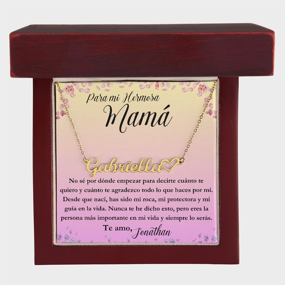Para mi hermosa Mamá: No sé por dónde empezar para - Collar Personalizado Con Nombre Corazón - Mamá Jewelry/NameNecklace 
