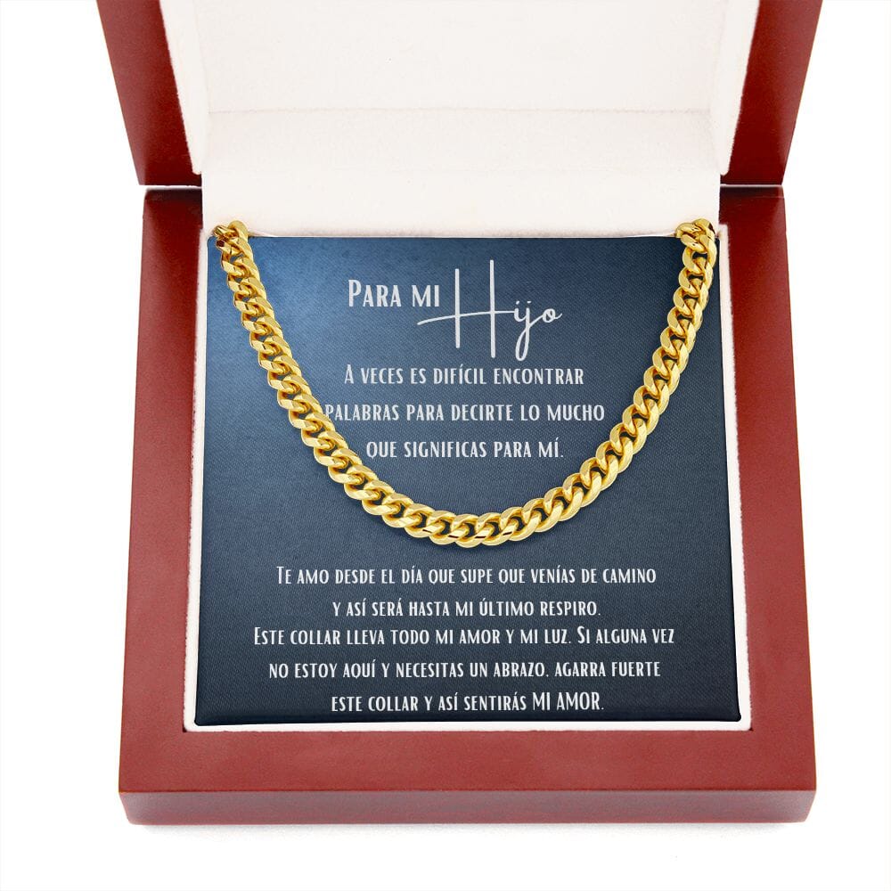 Para mi Hijo - Cadena Cubana Jewelry/CubanLink 14K Gold Over Stainless Steel Cuban Link Chain Luxury Box 