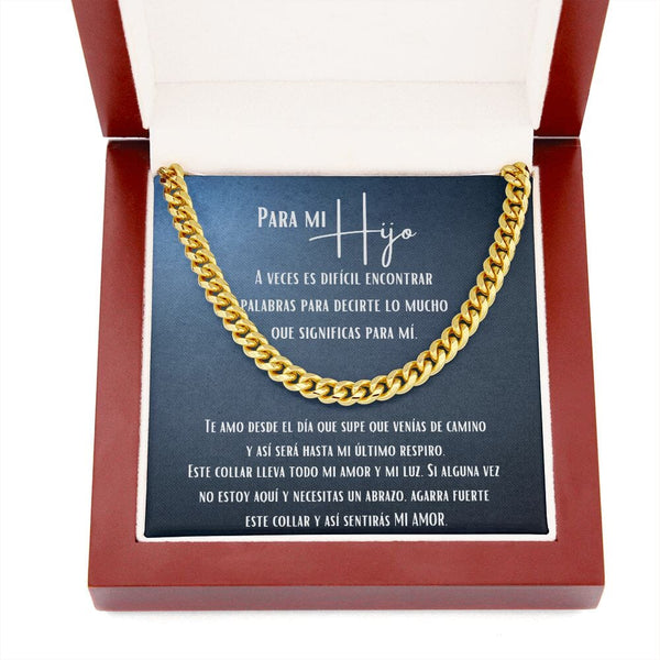 Para mi Hijo - Cadena Cubana Jewelry/CubanLink 14K Gold Over Stainless Steel Cuban Link Chain Luxury Box 