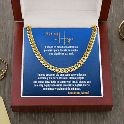 Para mi Hijo, con Amor Mamá - Cadena Estilo Cubana Jewelry/CubanLink Cuban Link Chain (14K Gold Over Stainless Steel) 