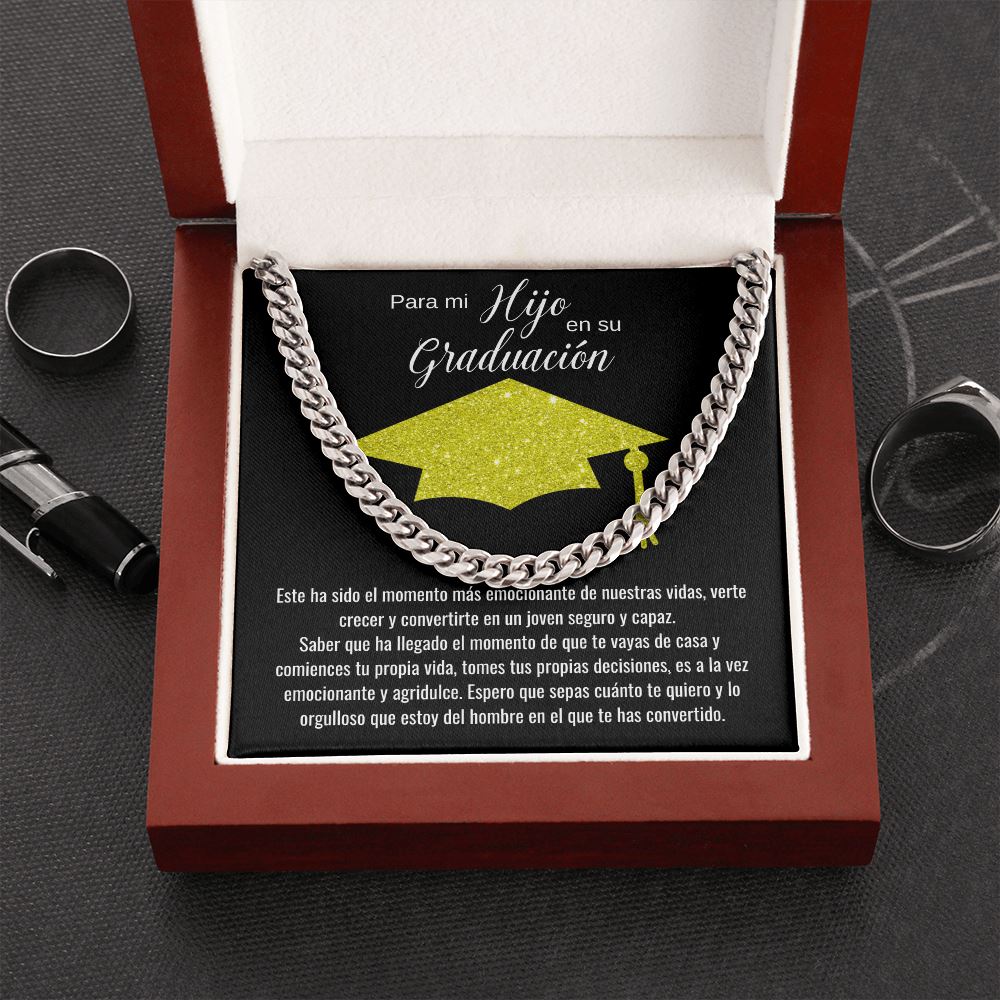 Para mi Hijo en su Graduación. - Cadena Cubana en Caja de Lujo con LED Jewelry/CubanLink Acero 