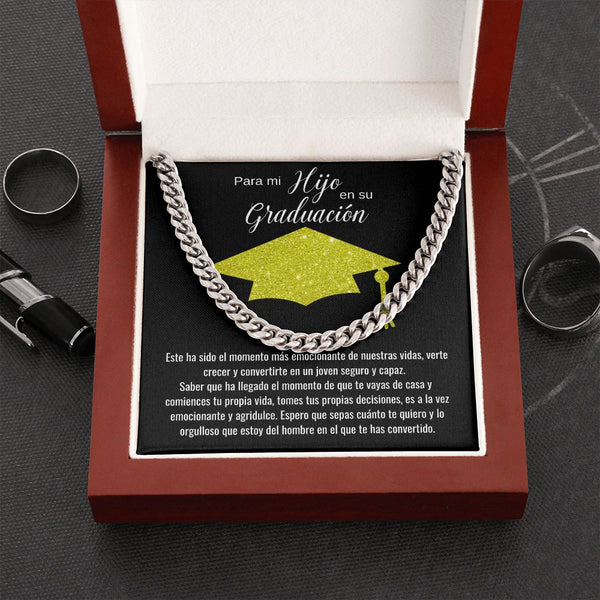Para mi Hijo en su Graduación. - Cadena Cubana en Caja de Lujo con LED Jewelry/CubanLink Acero 