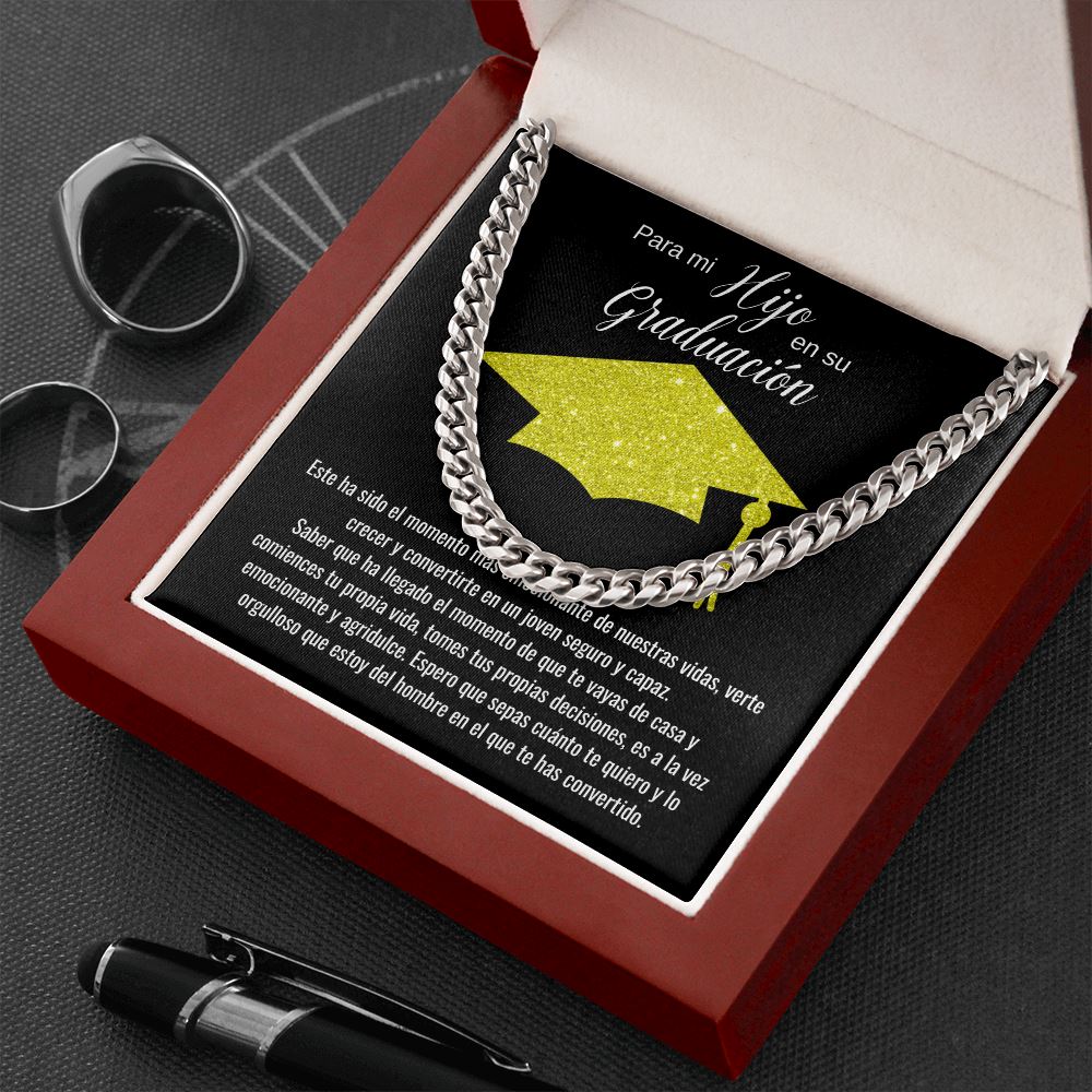 Para mi Hijo en su Graduación. - Cadena Cubana en Caja de Lujo con LED Jewelry/CubanLink 