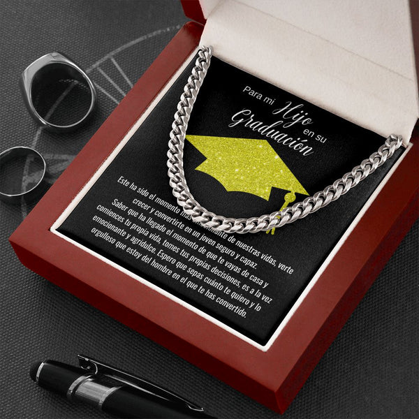 Para mi Hijo en su Graduación. - Cadena Cubana en Caja de Lujo con LED Jewelry/CubanLink 