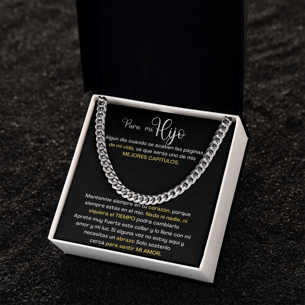 Para mi hijo, eres uno de mis Mejores Capítulos de mi vida - Cadena Cubana Jewelry/CubanLink Stainless Steel Cuban Link Chain Standard Box 